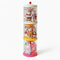 Boîte de rangement rotative transparente à trois niveaux pour jouets, en plastique ABS, avec base rotative, présentoir compact pour la vente au détail, crochets de suspension en plastique PET