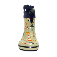 Bottes de pluie en caoutchouc imperméables pour enfants avec cordon de serrage, chaussures de jeu d'extérieur pour enfants, imprimé animaux de la forêt, en caoutchouc naturel sûr