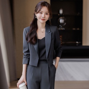 Pantalon de costume pour femmes de haute classe, blazer, occasions formelles, manches longues, costume d'affaires, ensemble deux pièces - Product Image 1