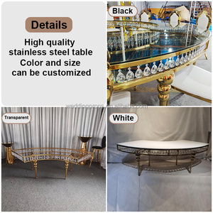 <span class=keywords><strong>Mesa</strong></span> de <span class=keywords><strong>comedor</strong></span> de <span class=keywords><strong>acero</strong></span> inoxidable dorado con decoración de <span class=keywords><strong>cristal</strong></span> <span class=keywords><strong>Mesa</strong></span> de serpiente de <span class=keywords><strong>cristal</strong></span> redonda para bodas <span class=keywords><strong>y</strong></span> restaurantes - Product Image 2