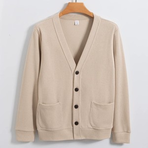 Vente chaude personnalisé hommes décontracté <span class=keywords><strong>col</strong></span> en <span class=keywords><strong>V</strong></span> <span class=keywords><strong>pull</strong></span> tricoté Cardigan ample confortable solide chaud à manches longues <span class=keywords><strong>pull</strong></span> d'hiver - Product Image 3