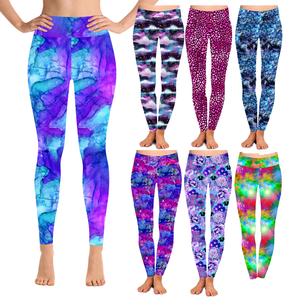 Leggings de Cintura Alta con Diseño de Logotipo Personalizado, Estampado de Acuarela para Niñas, Tejido Antibacterial, Transpirable, con Patrón 3D - Product Image 3