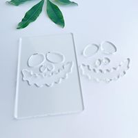 Gabarit de découpe en acrylique pour motifs faciaux, 5,5x8 pouces, motifs citrouille d'Halloween, gabarit de travail du bois (Chauves-souris)