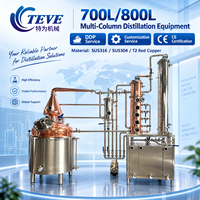 Colonne de distillation commerciale multi-colonnes en cuivre 700L 800L pour whisky, vodka, gin, brandy, rhum, éthanol, certifiée CE
