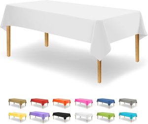 Nappe jetable blanche imperméable de qualité supérieure parfaite pour les fêtes et l'utilisation quotidienne Rectangle pique-nique anniversaire - Product Image 5