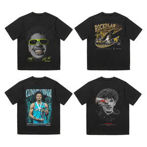 [Colección Star] HKGN Camiseta Vintage Americana de Manga Corta y Corte Holgado, Rose Paul George Curry MJ Irving Three Balls, Algodón Puro - Product Image 2
