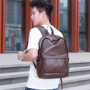 <strong>Black</strong> Student Business Travel <strong>Leather</strong> Smart Laptop Bag Slim Men Waterproof <strong>Backpack</strong> Wholesale - Product Image 6
