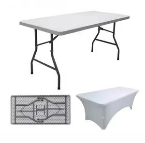 Açık katlama PP masa <span class=keywords><strong>Metal</strong></span> bacaklar yüksek yoğunluklu polietilen (HDPE) demir 240 cm (8 Ft) uzun boş dış mekan mobilyası - Product Image 3