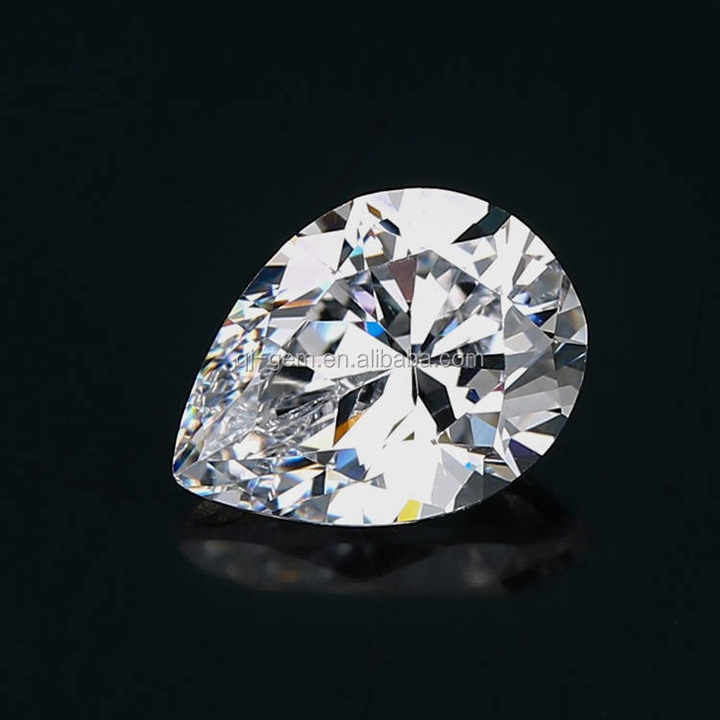 Wholesale Price White Color 3A 5A Pear Cut CZ Gemstones Synthetic
