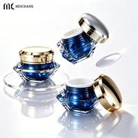 Pot à crème double couche en acrylique à facettes, 50g, pour emballage cosmétique haut de gamme