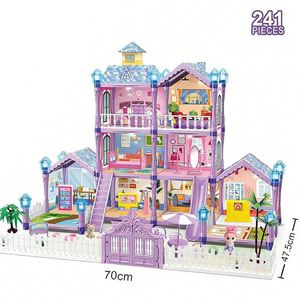 Grande maison de poupée en plastique pour enfants, jouet unisexe, château, villa, meubles, accessoires, jeu d'imitation, cadeau pour les enfants de 5 à 7 ans - Product Image 6
