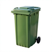 Poubelle à roulettes en plastique de 240 L, corbeille à déchets ouverte avec couvercle, conteneur à ordures mobile pour événements en plein air