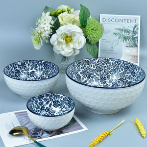 Tazón Redondo de Cerámica de Porcelana para Sopa China, Precio de Fábrica, Listo para Enviar, Impreso Bajo Esmalte, Color Azul - Product Image 6