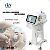 Appareil raffermissant pour la peau en microcristal doré portable, design entièrement nouveau, avec 4 embouts interchangeables pour le soin du visage et du corps