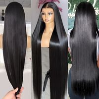 Peluca de cabello humano liso de 40 pulgadas, cabello virgen de Malasia, prearrancado, cabello indio crudo barato, peluca de encaje sin pegamento Hd para mujeres negras