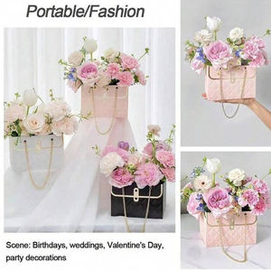 Bolsa de Regalo de Papel con Diseño Floral y Logotipo Personalizado, Cubo de Almacenamiento con Cadena Metálica para Bodas, Día de la Madre, Floristería, Exhibición - Product Image 3