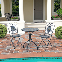 Ensemble de bistrot en mosaïque noire en fer pour la décoration extérieure de la maison, pour le patio, le jardin, les meubles