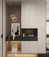 Armoire modulaire gain de place avec compartiments dissimulés et niche de présentation décorative pour petits appartements