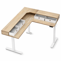 Bureau debout en forme de L moderne avec hauteur réglable et support double écran, bureau écologique pour la maison ou le bureau à domicile