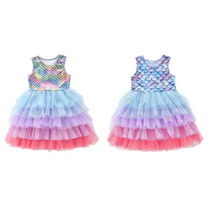 Mermaid Dress for Kids Girls Tutu Frocks Toddler Dress Mermaid Wholesale Kids Tulle Frocks Little Mermaid Dress for Toddler