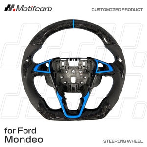 for Ford Mondeo ST-line Hybrid Wagon 2013-2021 Upgrade Customized Blue Design Forged Carbon Fiber Steering Wheel - Product Image 2