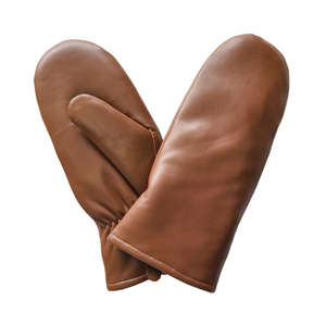 Cognac extérieur coupe-vent Super chaud véritable cisaillement fourrure d'agneau doublé vraie peau de <span class=keywords><strong>mouton</strong></span> <span class=keywords><strong>mitaine</strong></span> longue robe gants en cuir pour les femmes - Product Image 2