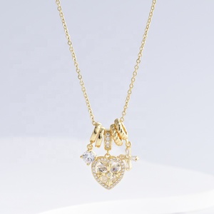 Precio de fábrica: Collar con colgante de mariposa y abanico de plata 925, circonita, planeta, para mejor amiga, boda, chapado en oro de 18k - Product Image 3