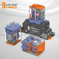 Relay Elektromagnetik Serbaguna LANBOO 2NO2NC/4NO4NC 8Pin 14Pin Rele 8 Pin DC12V DC24V AC220V dengan Set Soket Kombinasi