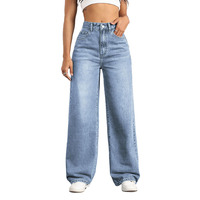 Jeans personnalisés Dongguan pour femmes – Pantalon en denim taille haute, coupe droite, jambe large, ample et extensible, style Boyfriend, pour femmes