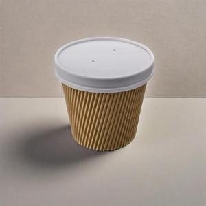 30 32 36 Oz Round Ripple Wall Paper <b>Bowl</b> <b>Microwaveable</b> Heatable Transparent White Kraft Paper <b>Bowl</b> <b>With</b> Clear PP PS <b>Lids</b> - Product Image 1