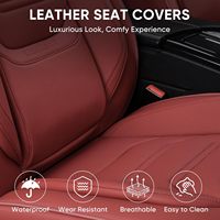 Ensemble complet de luxe 5 pièces pour sièges avant, housses de siège de voiture en cuir rouge vin respirantes et confortables avec appuie-têtes, ajustement universel