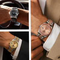 Montre mécanique pour homme, étanche, en acier inoxydable, automatique, squelette, cadran roulette, logo personnalisé, Montre Homme