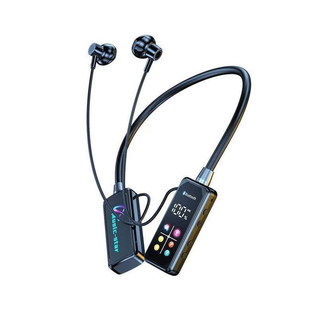 Wireless BT Neckband Earphones for V5.4 IPX-4 Waterproof Color Display Long Battery Life Sports Live Streaming Karaoke
