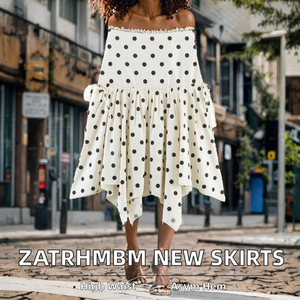 Vestido Casual de Poliéster Chifón Estampado con Falda Asimétrica de Puntos, Cintura Imperio y Volantes a Media Pantorrilla para Mujer, Lavable - Product Image 2