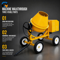 Bétonnière diesel 350L compacte et portable, facile à utiliser, équipement de mélange de ciment pour les espaces restreints