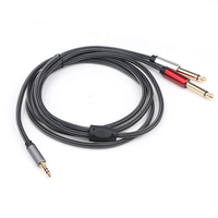 Kabel Splitter Y Stereo Coaxial 3.3FT 1M 3.5mm 1/8 inci TRS ke 2 x 6.35mm 1/4 inci TS untuk Speaker & Mikrofon Amplifier Gitar