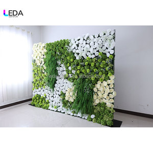 LEDA Customized White Green Rose <b>Flower</b> <b>Wall</b> Backdrop Smooth Handmade Roll Soft <b>Artificial</b> Wedding & Valentine's Day Decor - Product Image 2