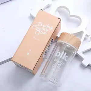 300ml 운전 화장품 유리 항아리 대나무 뚜껑 튜브 대나무/나무 모자 BPA 무료 이중 벽 유리 병