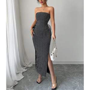 Conjunto de Top Tubo a Rayas y Falda Larga para Mujer 2026, Cintura Alta, Sin Mangas, Control de Abdomen, Prenda Moldeadora para Salir - Product Image 1