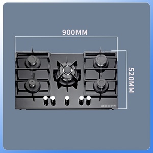Cuisinière à gaz de qualité 5 brûleurs plaque de cuisson à gaz intégrée noire appareil de cuisine en verre trempé en fonte lourde pour une utilisation en camping-car en plein air fabriqué en chine - Product Image 4