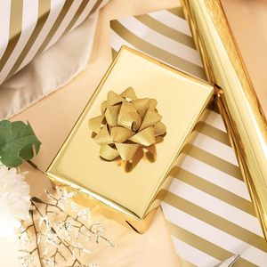 Merture Reversible Gold <b>Wrapping</b> <b>Paper</b> 17 In X 32.8 Ft Double Side Metallic Gift Wrap For Birthday Christmas Wedding - Product Image 4