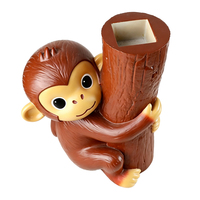 Table basse en résine et fibre de verre en forme de tronc d'arbre avec singe de dessin animé mignon, faite à la main et peinte à la main, verte, pour chambre d'enfant, Feng Shui