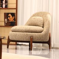 Fauteuil de loisirs convertible scandinave moderne, fauteuil d'appoint rembourré, base en bois massif, siège lounge en tissu chenille pour salon