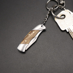 Cuchillo plegable de acero inoxidable con mango de madera, mini herramienta EDC para exteriores con borde liso, fácil de transportar - Product Image 3