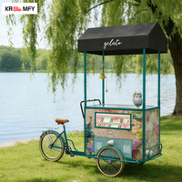 Chariot de vente de glaces italiennes, de sucettes glacées et de gelato, avec vitrine, pour usage commercial, à vendre