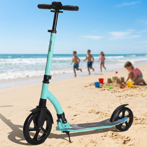 Trottinette A7 bleu ciel, hauteur réglable et pliable, avec plateforme antidérapante et grandes roues - Product Image 1