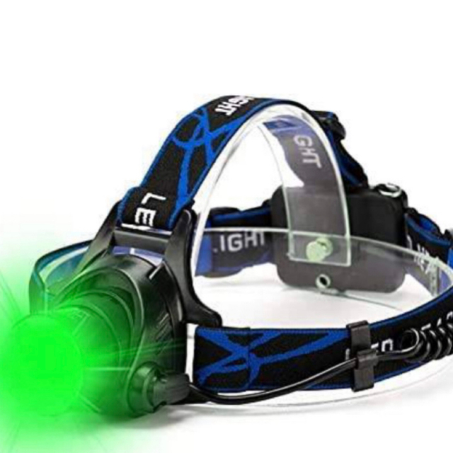 Rechargeable Zoom Green LED Headlamp IP54 Waterproof Green Light for Nighttime Hunting and Observing Wild Animals