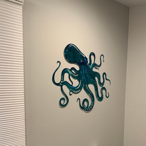 Décoration murale en aluminium découpé au laser sur mesure, motif pieuvre, bleu turquoise, en métal inoxydable, pour extérieur, thème océan, maison de plage, jardin - Product Image 6