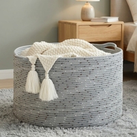Panier de rangement en macramé bohème en corde de coton avec franges, panier rond tissé pour couverture, pour la crèche, la buanderie, la décoration intérieure