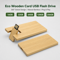 Clé USB 2.0 en bois personnalisable avec logo, nouveau modèle écologique, format carte de visite, 8GB/16GB/32GB/64GB/128GB